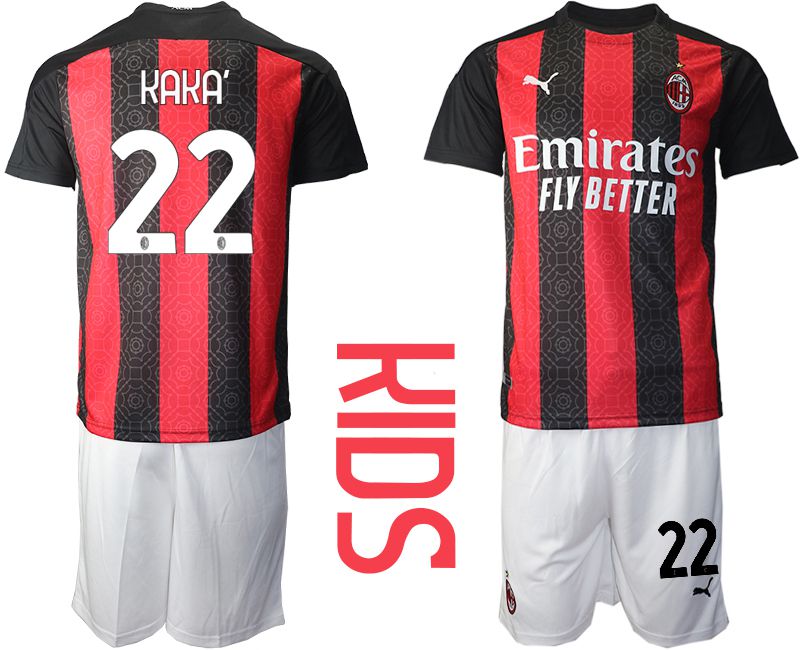 Youth 2020-2021 club AC milan home #22 red Soccer Jerseys